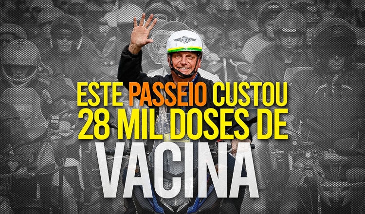  Passeio de moto de Bolsonaro daria para comprar 28 mil vacinas