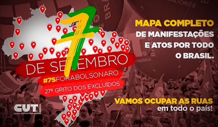  Cresce mobilização para o 7S; veja o mapa das manifestações